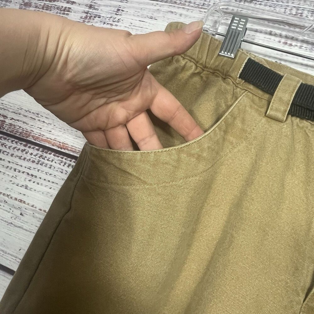 Vtg KAVU Chilliwack Canvas Khaki Belted Climbing *Cut Off* Pants Short Large USA - Picture 6 of 13